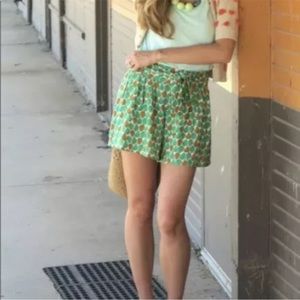 Anthropologie Daughters of Libation Paperbag Shorts with Ties Pear Print 🍐🍐🍐
